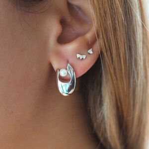 pearl modern sterling silver stud earrings